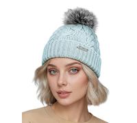 Neverless® Damen Bommelmütze mit Fleecefutter Pudelmütze Strickbeanie Strickmütze Wintermütze