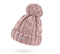 Neverless® Damen Mütze Grobstrick Strick-Bommel Pudelmütze Zopfstrickmuster Wintermütze Umschlag Rosa Unisize