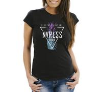 Neverless® Damen T-Shirt Ananas Dreieck Triangle Pineapple Electronic Culture Slim Fit Schwarz XS