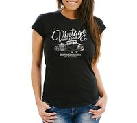 Neverless Damen T-Shirt Hot Rod Retro Auto Vintage Car Oldschool Mobile Slimfit Schwarz M