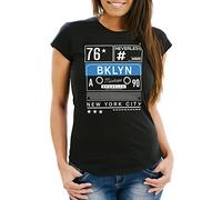 Neverless Damen T-Shirt Mixtape Kassette Brooklyn New York City Remix Slim Fit schwarz M