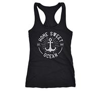 Neverless® Damen Tank-Top Anker Logo maritim Home Sweet Ocean Schriftzug Fashion Streetstyle Racerback schwarz S