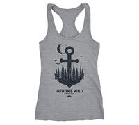 Neverless Damen Tank-Top Anker Wald Mond Vögel Adventure Vintage Tree Anchor Racerback Grau XXL