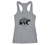 Neverless Damen Tank-Top Bär Berge Wald Bear Mountains Adventure Racerback Grau S