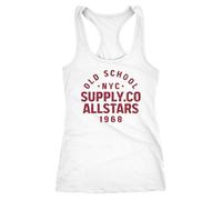 Neverless® Damen Tank-Top Bedruckt Schriftzug Oldschool NYC New York City Allstars Racerback Fashion Streetstyle Sport Weiss-rot XL