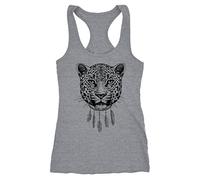 Neverless Damen Tank-Top Boho Leopard Racerback Grau XXL