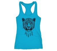 Neverless Damen Tank-Top Boho Leopard Racerback Tuerkis XXL