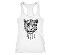 Neverless Damen Tank-Top Boho Leopard Racerback Weiss XXL