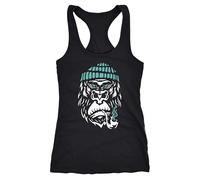 Neverless® Damen Tank-Top Gorilla AFFE Monkey Captain Sailor Seemann Racerback Schwarz S