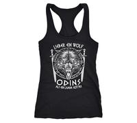 Neverless® Damen Tank-Top Lieber EIN Wolf Odins als EIN Lamm Gottes nordische Mythologie Wikinger Racerback Schwarz XXL