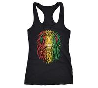 Neverless® Damen Tank-Top Löwe Jamaica Reaggae Musik Rasta Lion Racerback Trägershirt Schwarz XXL