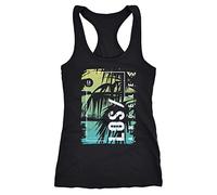 Neverless® Damen Tank-Top Los Angeles LA Ocean Side Sommer Palmen Aufdruck Print Schrift Fashion Bedruckt Racerback schwarz-grün XXL