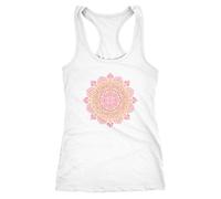 Neverless Damen Tank-Top Mandala Ethno Boho Bohemian Racerback Weiss-pink XL