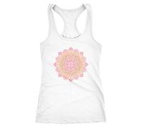 Neverless Damen Tank-Top Mandala Ethno Boho Bohemian Racerback weiß-pink XXL