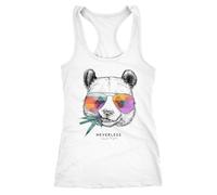 Neverless® Damen Tank-Top Panda Bär Aufdruck Tiermotiv mit Sonnenbrille Fashion Streetstyle RacerbackTrägertop