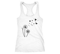 Neverless Damen Tank-Top Pusteblume Schmetterlinge Dandelion Butterflys Racerback Weiss S