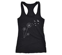 Neverless Damen Tank-Top Pusteblume Vögel Dandelion Birds Racerback schwarz M