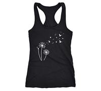 Neverless Damen Tank-Top Pusteblume Vögel Dandelion Birds Racerback Schwarz M
