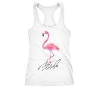 Neverless Damen Tank-Top Shirt Flamingo Seepferdchen Florida Watercolor Weiss-Flamingo S