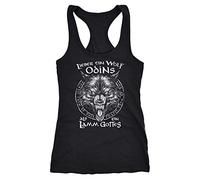 Neverless® Damen Tank-Top Spruch Lieber EIN Wolf Odins als EIN Lamm Gottes Wikinger nordische Mythologie Racerback schwarz L