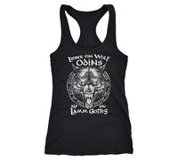 Neverless® Damen Tank-Top Spruch Lieber EIN Wolf Odins als EIN Lamm Gottes Wikinger nordische Mythologie Racerback Schwarz XXL