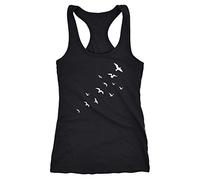 Neverless Damen Tank Top Vögel Birds Fly Racerback Tanktop Trägertop Trägershirt Schwarz S