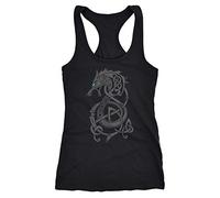 Neverless® Damen Tank-Top Wolf Fenrir Fabelwesen Wikinger nordische Mythologie Odin Fashion Streetstyle Racerback schwarz L