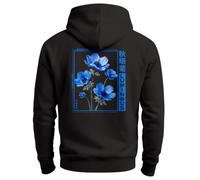 Neverless® Herren Hoodie Backprint - Design Blumen - Kapuzensweatshirt Rückenaufdruck Männer Fashion Streetstyle