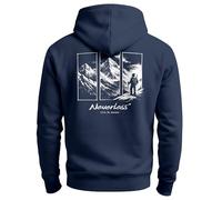 Neverless® Herren Hoodie Backprint Outdoor Wandern Motiv Kapuzen-Pullover Männer Fashion Streetstyle Navy L