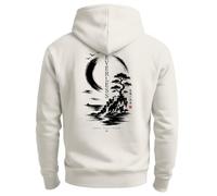 Neverless® Herren Hoodie mit Spirit of Japan-Rückenprint - Regular Fit | 80 % Baumwolle und 20 % Polyester, Kapuze mit Kordeln, Größen S bis 4XL, Bonsai Grafikprint