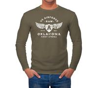 Neverless® Herren Long-Sleeve Print US Airforce Oklahoma Aviator Vintage Langarm-Shirt Khaki XL