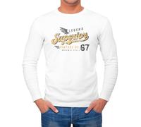 Neverless® Herren Long-Sleeve Vintage Retro Motiv Schriftzug Superior Legend Flügel Langarm-Shirt
