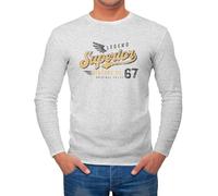 Neverless® Herren Long-Sleeve Vintage Retro Motiv Schriftzug Superior Legend Flügel Langarm-Shirt