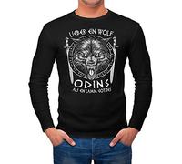Neverless® Herren Longsleeve Lieber EIN Wolf Odins als EIN Lamm Gottes nordische Mythologie Wikinger Fashion Streetstyle schwarz XXL