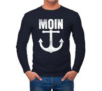 Neverless® Herren Longsleeve Moin Anker Retro Printshirt T-Shirt Aufdruck Maritim Nordisch Langarm-Shirt Fashion Streetstyle Navy XXL