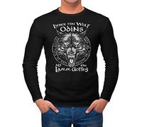 Neverless® Herren Longsleeve Spruch Lieber EIN Wolf Odins als EIN Lamm Gottes Wikinger nordische Mythologie Fashion schwarz XL