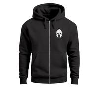 Neverless® Herren Sweatjacke Kapuze Zip Hoodie mit Print Aufdruck Sparta Helm Fashion Streetstyle Schwarz XL