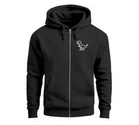 Neverless® Herren Sweatjacke mit Kapuze Dino Print Dinosaurier T-Rex Logo Zipjacke Zip-Hoodie Männer Fashion Streetstyle Schwarz M