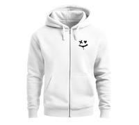 Neverless® Herren Sweatjacke mit Kapuze Print Drippy Smile Zip-Hoodie Männer Fashion Streetstyle Weiss XXL