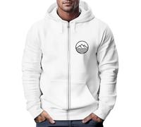 Neverless® Herren Sweatjacke mit Kapuze Wandern Berge Logo Motiv Zip Hoodie Männer Outdoor Fashion weiß XXL