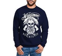 Neverless Herren Sweatshirt Lumberjack Woodsman Hipster Bart Skull Totenkopf Pullover für Männer Navy XL