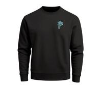 Neverless® Herren Sweatshirt mit Logoprint Palme Regular Fit | klassischer Rundhals, weich gebürstete Innenseite, elastische Bündchen, 80% Baumwolle 20% Polyester