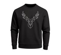 Neverless Herren Sweatshirt Pullover Hirsch Polygon Geweih Geometrisch Formen Rundhalspullover