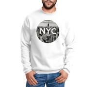 Neverless Herren Sweatshirt Pullover NYC New York City Manhatten Skyline Fotoprint weiß XL