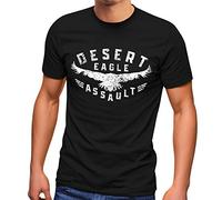 Neverless® Herren T-Shirt Adler Aufschrift Desert Eagle Assault Printshirt Fashion Streetstyle schwarz XL