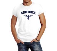 Neverless® Herren T-Shirt Airforce US Army Adler Militär T-Shirt Fashion Streetstyle Weiss L