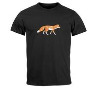 Neverless® Herren T-Shirt Aufdruck Fuchs Polygon Kunstdruck Geometrie Outdoor Logo Tier Motiv Fashion Streetstyle Schwarz L