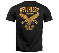 Neverless® Herren T-Shirt Backprint Herren Adler Eagle Print Retro Design Rückenaufdruck Männer Fashion Streetstyle Schwarz XXL