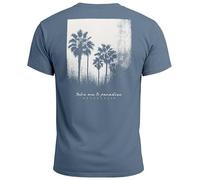 Neverless® Herren T-Shirt Backprint Sommer-Shirt mit Palmen Rückendruck & Vintage Grafik - Kurzarm Baumwollshirt im California Style Fashion Streetstyle Denim-Blue 3XL