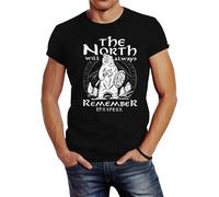 Neverless® Herren T-Shirt Bär Wiking Adventure Runen The North Natur Fashion Streetstyle Schwarz S